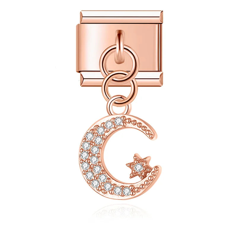 Hapiship 2025 Swallow Peace Dove Moon Star Lollipop Italian Charms Fit 9mm Stainless Steel Bracelet Women Jewelry DJ1151