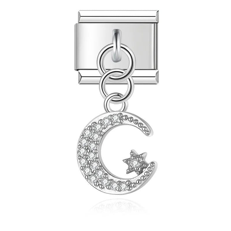 Hapiship 2025 Swallow Peace Dove Moon Star Lollipop Italian Charms Fit 9mm Stainless Steel Bracelet Women Jewelry DJ1151