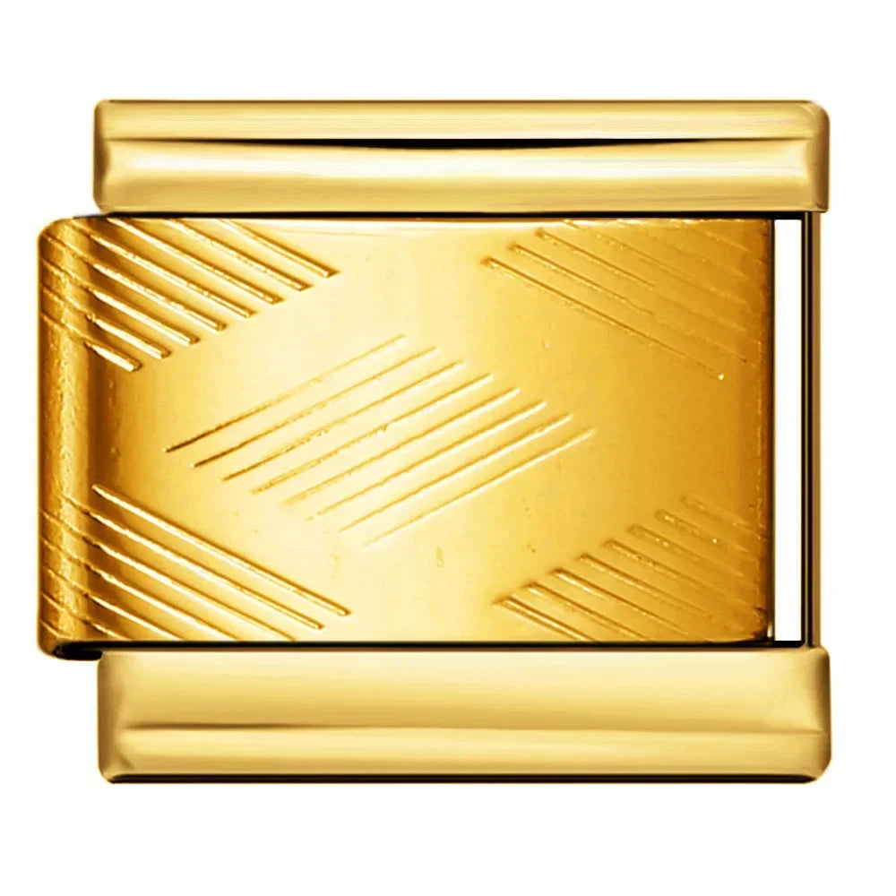 Charm Italian Stainless Steel Bracelet 9mm Modular Splicing Full Golden Stamping Pattern DIY Personalized Fashion Multi Chain