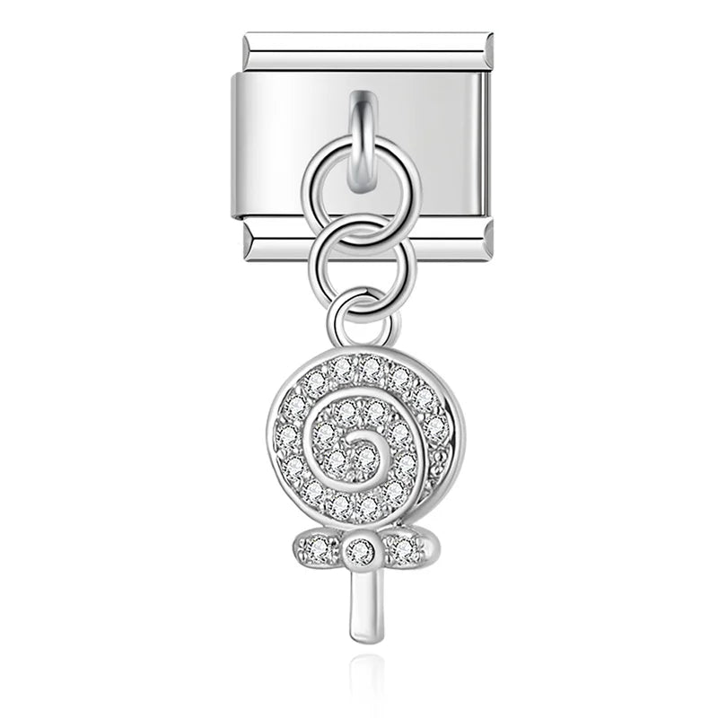 Hapiship 2025 Swallow Peace Dove Moon Star Lollipop Italian Charms Fit 9mm Stainless Steel Bracelet Women Jewelry DJ1151