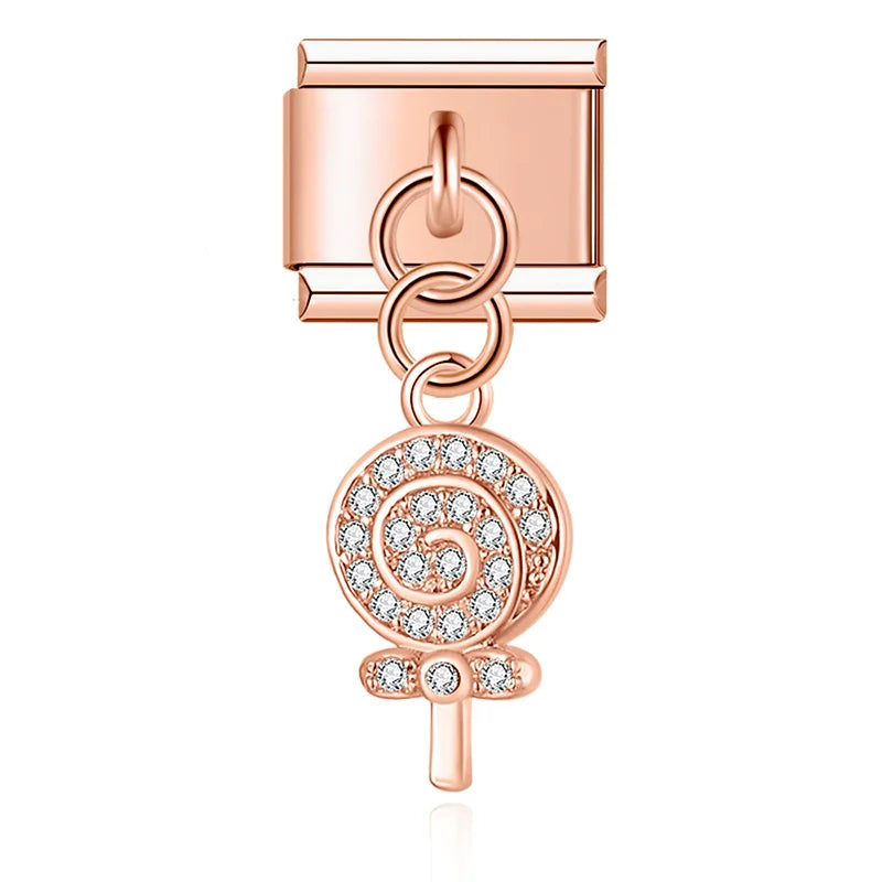 Hapiship 2025 Swallow Peace Dove Moon Star Lollipop Italian Charms Fit 9mm Stainless Steel Bracelet Women Jewelry DJ1151