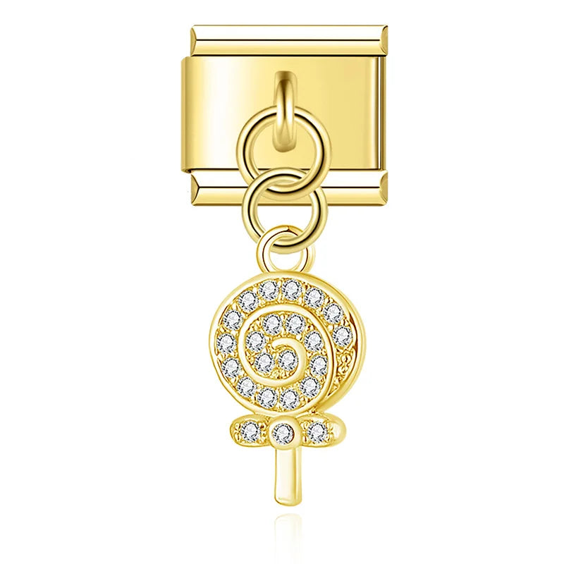 Hapiship 2025 Swallow Peace Dove Moon Star Lollipop Italian Charms Fit 9mm Stainless Steel Bracelet Women Jewelry DJ1151