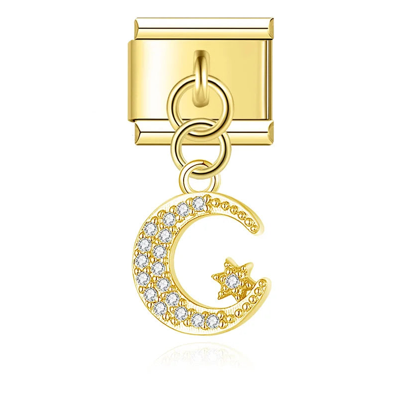 Hapiship 2025 Swallow Peace Dove Moon Star Lollipop Italian Charms Fit 9mm Stainless Steel Bracelet Women Jewelry DJ1151